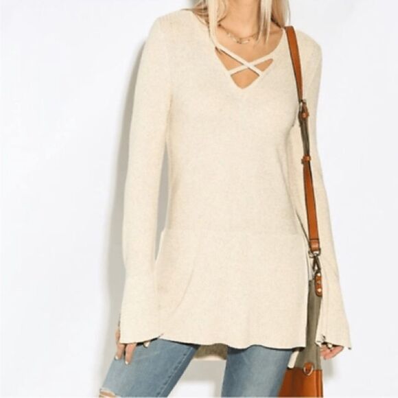 Free People | EUC Women's Criss Cross Top in Ivory Size XS - Picture 2 of 7